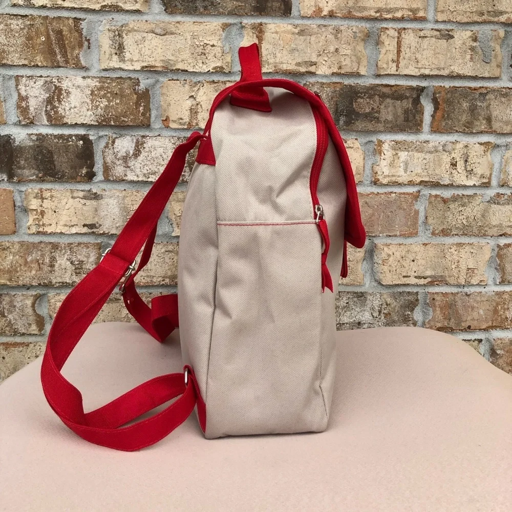 Tommy Hilfiger Red Tan Medium Size Snap/ Zipper Closure Women’s Backpack